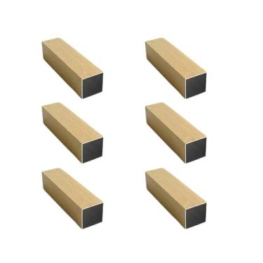 Imagem de Kwweeoo Tubo quadrado de alumínio de grão de madeira 6 peças 20 mm x 20 mm x 580 mm espessura de parede 1 mm, pacote com 6 2 cm tubo quadrado de alumínio padrão de madeira 0,8 x 2 x 0,1 x 58 cm (Appr)