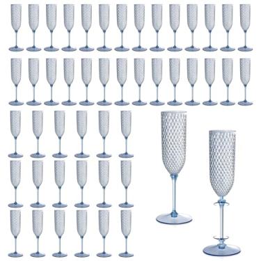 Imagem de Pacote com 24 taças de champanhe destacáveis, rosa, 2 peças, taças de champanhe descartáveis de 156 g de plástico inquebrável, copos de champanhe descartáveis com haste e taças reutilizáveis de brinde