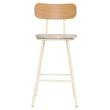 Imagem de Banco Retro Médio Decorativo Com Encosto Bege Overseas