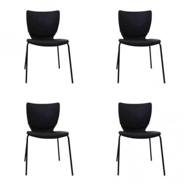 Imagem de Conjunto 4 Cadeiras Empilháveis Mono Prima Design Preto