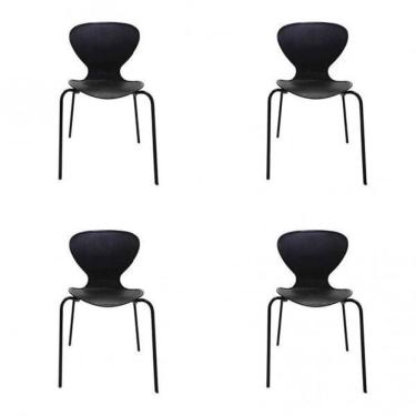 Imagem de Conjunto 4 Cadeiras Empilháveis Flash Prima Design Preto