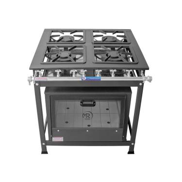 Imagem de Fogão Industrial 4 Bocas 2 Duplas Baixa Pressão Mr Fogões Com Forno P7 Tradicional