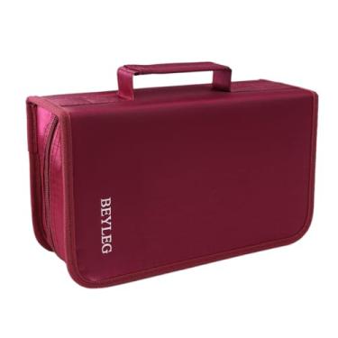 Imagem de BEYLEG Suportes Para Dvd Estojos De Armazenamento 128 Capacidades Estojo Cd/Vcd, Carteira Cd/Blu-Ray Organizador Mídia Vermelho