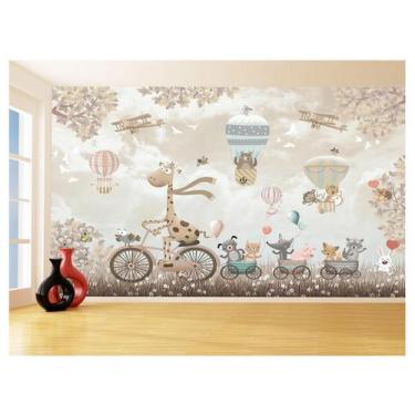 Imagem de Papel De Parede 3D Infantil Nuvens Girafa Babê 3,5M Azs364 - Você Deco
