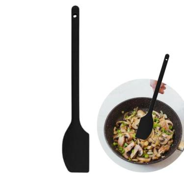 Imagem de Espatula Cabo longo 30cm Silicone Pão Duro Preto Refogar Misturar Pane