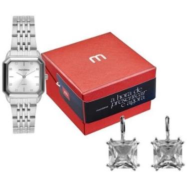Imagem de Kit Relógio Mondaine Feminino Cristais Prata com Semijoias 32872L0MKNE2K1-Feminino
