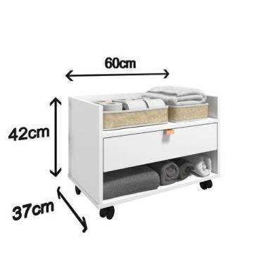 Imagem de Gabinete Armário Banheiro 60Cm Madeira Rodízios Gaveta - E-Led Brasil