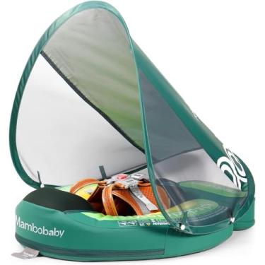 Imagem de Boia para bebês Mambobaby 2025 com proteção solar removível FPS 50+, à prova d'água e não irrita a pele para crianças de 3 a 24 meses, boia de piscina não inflável com cauda, verde abacate