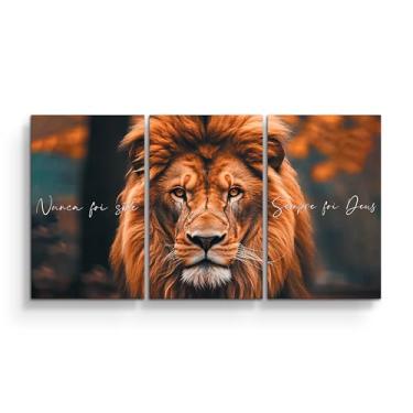 Imagem de Conjunto Quadros Leão De Judá Painel Tela Canvas 125x65cm