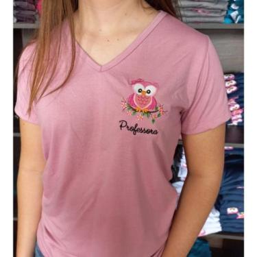 Imagem de Camiseta Feminina Coruja Professora - Aniz Unifit, Rosê, GG