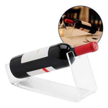 Imagem de Suporte Garrafa Vinho Inclinado Exposição Decoração Bar Transparente A