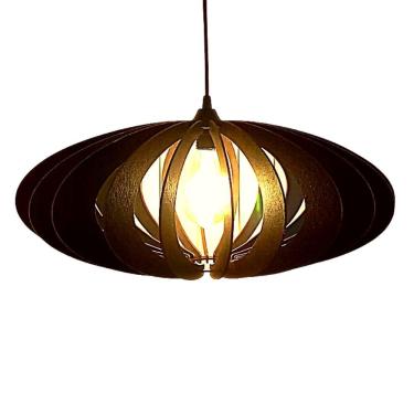 Imagem de Luminária Teto Tipo Pendente Saturno Mdf Completa - Preta