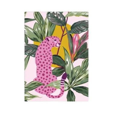 Imagem de Pantera Rosa Zebra Plantas Tropicais Abacaxi Abstrato Arte De Parede E