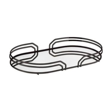 Imagem de Bandeja Hara Ayla Oval Base Espelhada 55 x 30,5 Cm, Preta