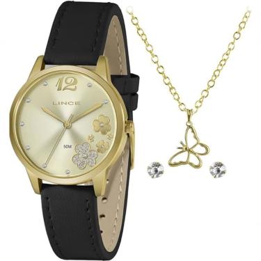 Imagem de Kit Relógio Analógico Feminino Lince Lrcj134l Kz28c2px