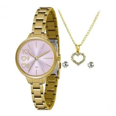 Imagem de Kit Relógio Lince Feminino Lrg4698l K052+ Colar E Brincos