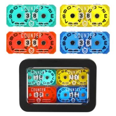 Imagem de FIGURESLAB 4Pcs MTG Life Counter Twin Digits with Metal Box, Health Tracker Life Counter for MTG Magic Card Games Accessories, Compatible with Magic The gatering Tabletop RPG D&D CCG TCG Board Games