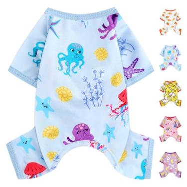 Imagem de Pijamas para cães macios e elásticos, roupas para cães pequenos, meninas, meninos, tamanho médio, primavera, verão, roupas para cachorrinhos, macacões, gatos, roupas para animais de estimação