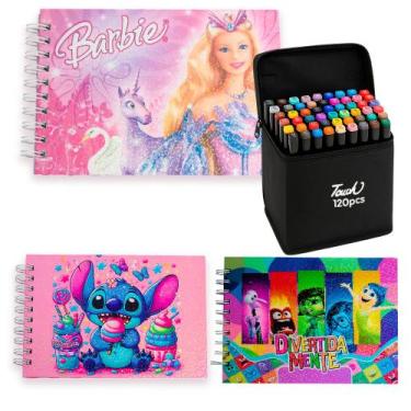Imagem de Kit Livro Para Colorir Desenho Com Canetinhas 120 Cores - Toys 2u, Sti