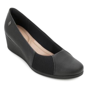 Imagem de Scarpin Feminino Anabela Joanete Tressê Preto Usaflex AA3813