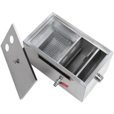 Imagem de Filtro De Gordura, Coletor De Graxa Comercial De Aço Inoxidável Para águas Residuais Sob A Pia, Coletor De Graxa Comercial De Entrada Superior Para Cozinhas De Restaurante, 45 x 25 x 23cm