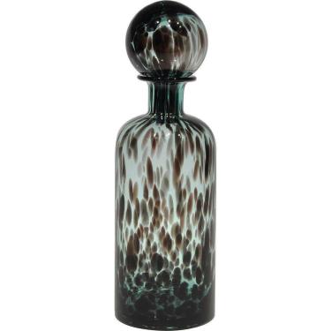 Imagem de Messina Garrafa Decorativa 40X12X12Cm Vidro Verde Com Tampa