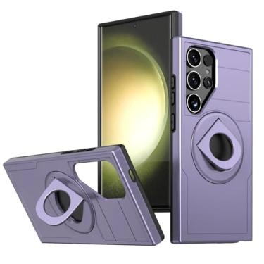 Imagem de Capa 2 em 1 resistente e resistente à queda para Samsung Galaxy S25 Ultra, S24 Fe, S25, S24 Plus, com suporte magnético (para S25PLUS/roxo)