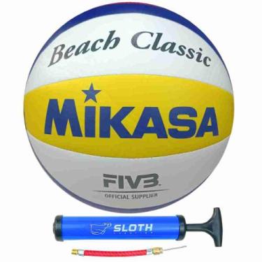Imagem de Bola de Vôlei de Praia Mikasa Beach Classic BVC + Bomba de Ar, Amarelo