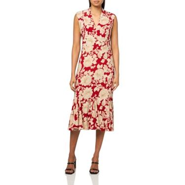 Imagem de Tommy Hilfiger Vestido midi império com manga cavada e gola V, Samba/Areia, 50