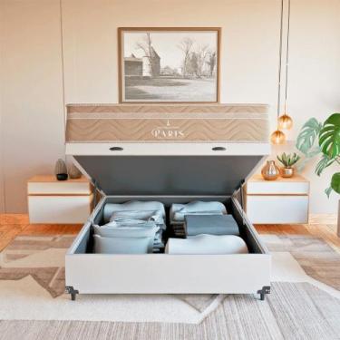 Imagem de Cama Box Baú Viúva + Colchão Paris Molas Ensacadas Bege - eShop casa