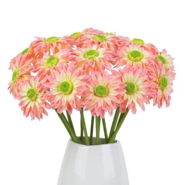 Imagem de Bloom Life Margaridas gerbera artificiais, conjunto de 16 hastes de 43 cm de altura, margaridas africanas de seda realistas para arranjos de vasos, decoração de casa, flores de casamento, presentes