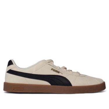 Imagem de Tênis Masculino Puma Club II Camurça Off White/Preto, Branco, Preto, 3