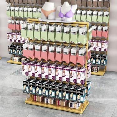 Imagem de Meias Display Rack Roupa Interior Ajustável Em Altura Prateleira De Ilha De Dupla Face Loja De Roupas Meias Shorts Display Stand, Black, 100x40x135cm