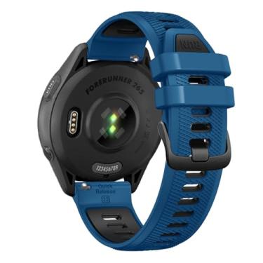 Imagem de Pulseira de relógio de liberação rápida de 22 mm para Garmin Forerunner 265/Forerunner 255/Vivoactive 4/Venu 3/Venu 2 - pulseira de silicone macio de substituição (azul/preta)