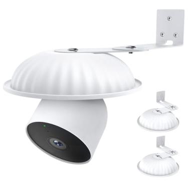 Imagem de Pacote com 2 suportes de parede de canto com capa protetora contra intempéries para Google Nest Cam externa ou interna, bateria - 2ª geração, evita chuva e neve cobrindo lentes de câmera, ajustável em