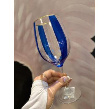 Imagem de Taca barone royale azul c/filete metalizado 480ml - H.MARTIN