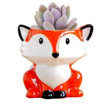 Imagem de zmgmsmh Vaso de plantas suculentas de cerâmica, cacto, vaso de flores, vaso de flores, com orifício de drenagem, casa, escritório, ideia de presente de jardim, vaso de flores em forma de animal, vaso