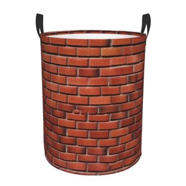 Imagem de Cesto de lavanderia de parede de tijolo vermelho, dobrável, impermeável, cesto de armazenamento de roupas com alças, pano Oxford, organizador de brinquedos, cesta para banheiro, lavanderia, quarto