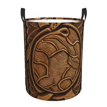 Imagem de Cesto de lavanderia havaiano Tapa Honu tartaruga dobrável à prova d'água cesto de armazenamento de roupas com alças pano oxford organizador de brinquedos cesta para banheiro, lavanderia, quarto, médio
