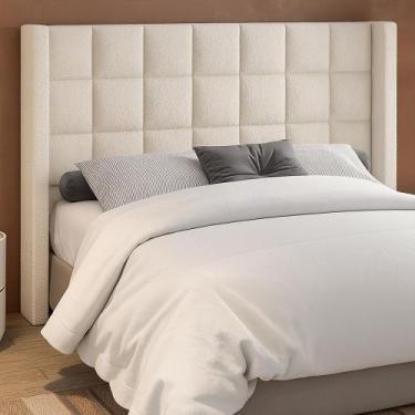 Imagem de Cabeceira para Cama Box Casal 158cm Tratto Bouclé Off White - Sallar H