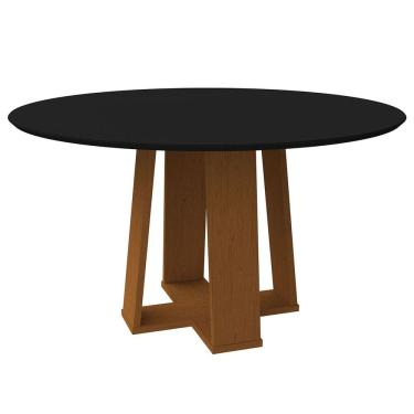 Imagem de Mesa Redonda 4 lugares Com Vidro 3mm de 135cm  Sem Cadeiras Le Mans Ype - Preto - ÉdeCasaMóveis