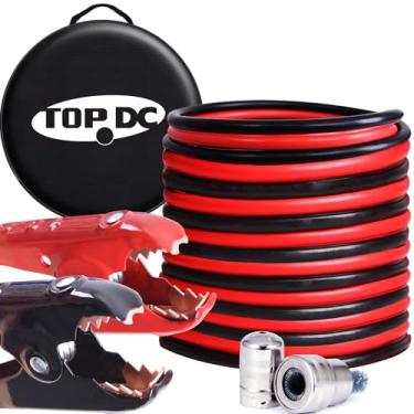 Imagem de TOPDC Cabos jumper de calibre 20 pés para bateria de carro, SUV e caminhões, cabos de reforço automotivo resistente para arrancar baterias mortas ou fracas com bolsa de transporte (TD-P0220)