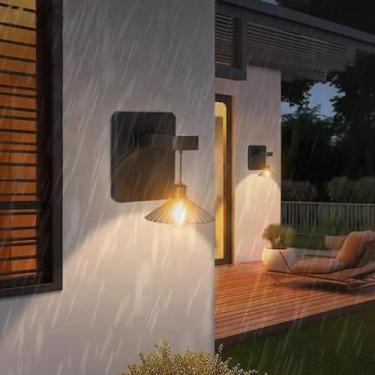 Imagem de Luzes de parede LED solares externas IP65 à prova d'água vintage arandelas cerca jardim luzes de parede alimentadas por energia solar para casa, porta da frente, cerca, caminho, decoração de quintal