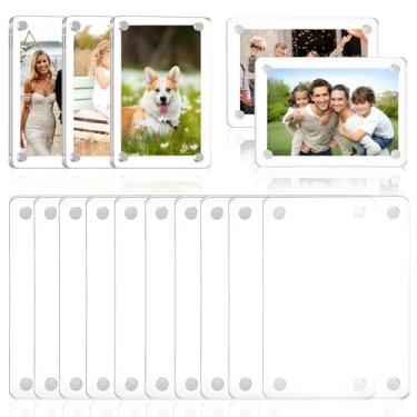 Imagem de Kitnish Pacote com 10 molduras magnéticas Polaroid – Molduras de geladeira de acrílico dupla face para fotos Fujifilm Instax Mini, molduras transparentes de 5 x 9 cm para exibição de ímã de geladeira