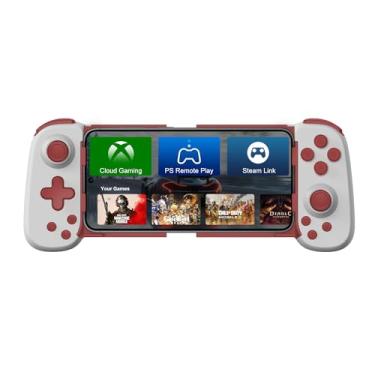 Imagem de Controle de telefone sem fio para iPhone/Android, controle de jogo móvel com joystick Hall, adequado para jogos Xbox Cloud, PS Remote Play, Steam Link, Call of Duty e mais - branco + vermelho