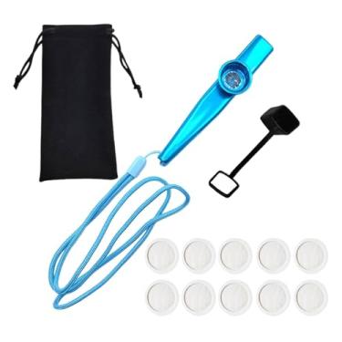 Imagem de Yunhgft Flauta Kazoo com Corda de Pescoço E Membranas, Bolsa de Armazenamento para Presentes de Concertos Infantis, azul