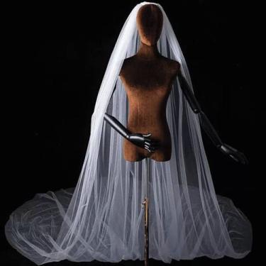 Imagem de Véu de Noiva 3 Metros 2 Camadas Branco Liso com Pente V35 - Ateliê Pas