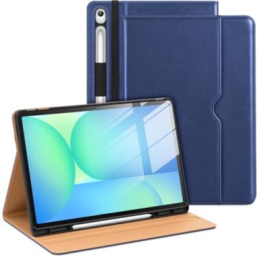 Imagem de DTTO Capa para Samsung Galaxy Tab S10 FE Plus de 13,1 polegadas 2025 (SM-X620/X626) com suporte de caneta S integrado, capa fólio de couro premium com alça de mão e bolso, hibernar/despertar