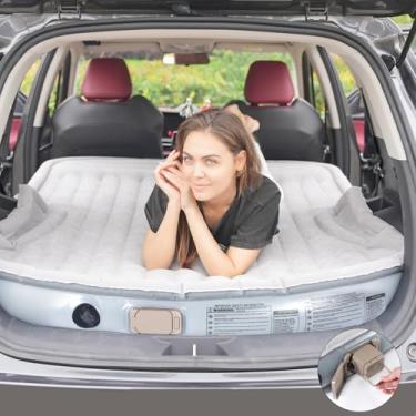 Imagem de KMZ Colchão de ar portátil SUV – Bomba elétrica integrada para inflação rápida – Cama de carro de superfície flocada macia – Ideal para viagens rodoviárias e acampamento ao ar livre – Cinza