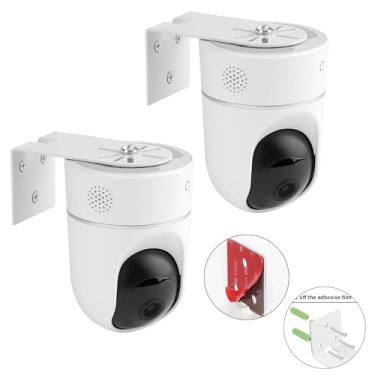 Imagem de UYODM Suporte de parede de metal adesivo compatível com câmera interna Eufy Security Solo E220 e P24, sem perfuração VHB ou instalação com parafuso, suporte de montagem de câmera de duas maneiras para